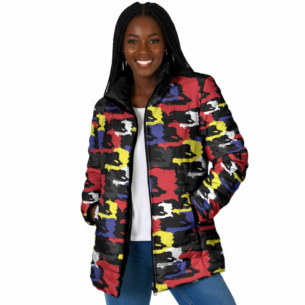 Haiti Map Camouflage Colorful Padded Jacket - African Pride