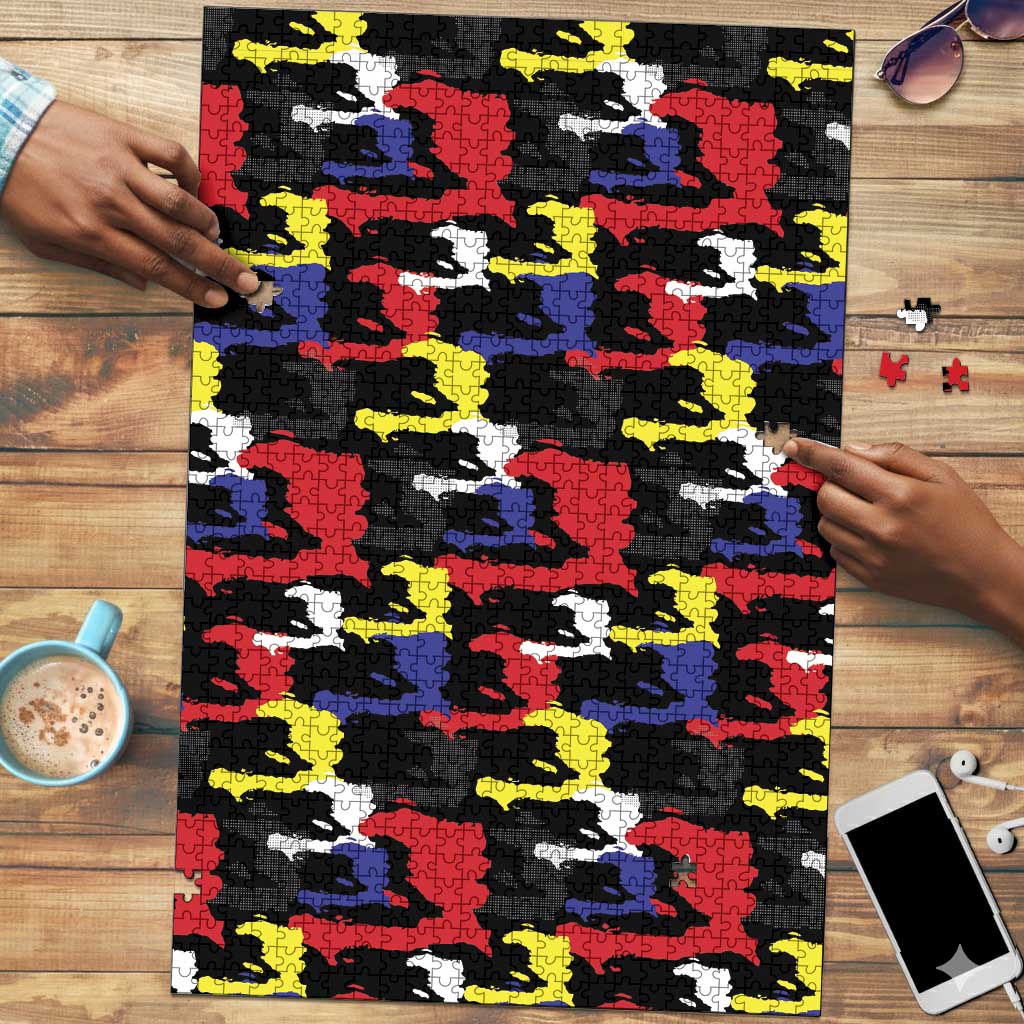 Haiti Map Camouflage Colorful Puzzle - African Pride