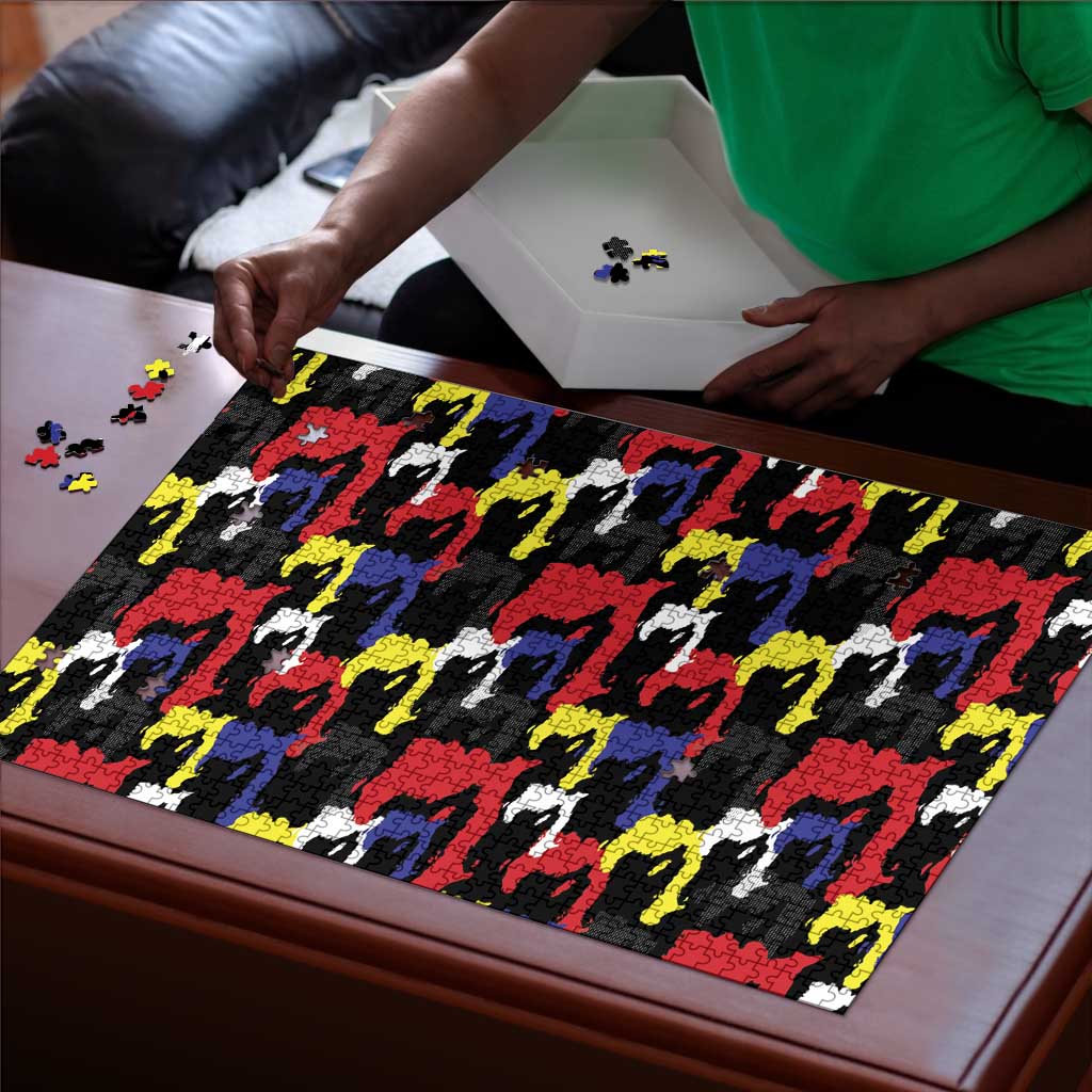 Haiti Map Camouflage Colorful Puzzle - African Pride