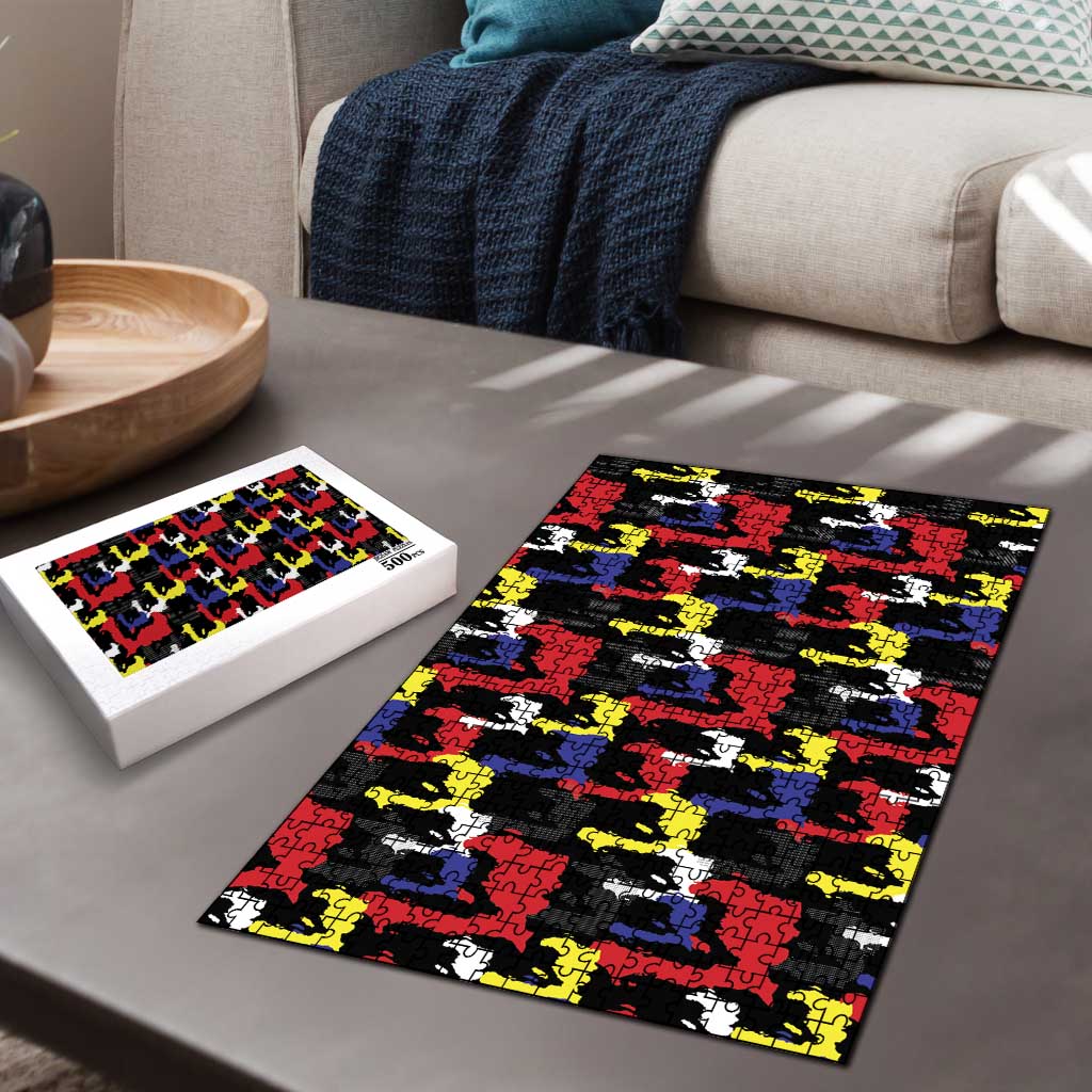 Haiti Map Camouflage Colorful Puzzle - African Pride