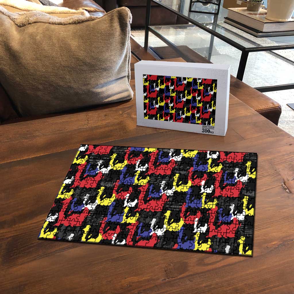 Haiti Map Camouflage Colorful Puzzle - African Pride