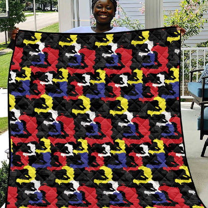 Haiti Map Camouflage Colorful Quilt - African Pride