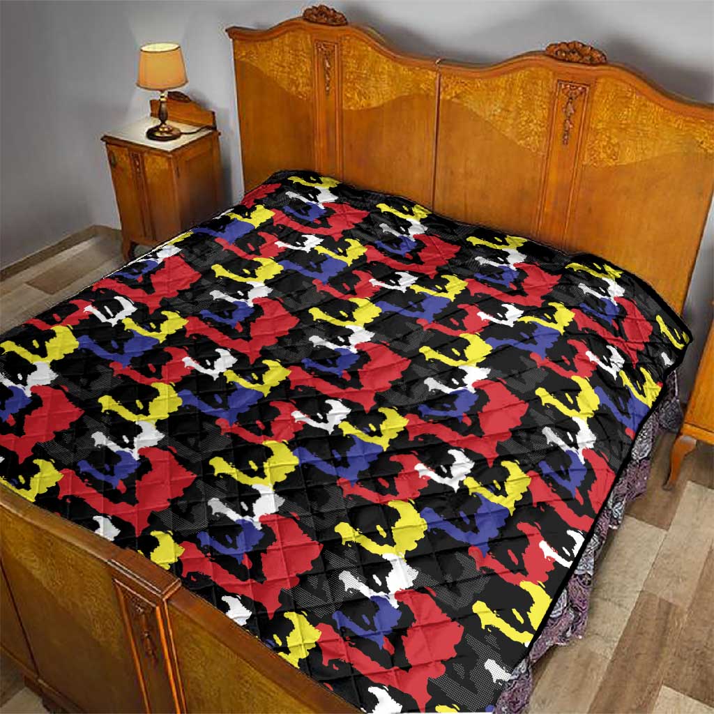 Haiti Map Camouflage Colorful Quilt - African Pride