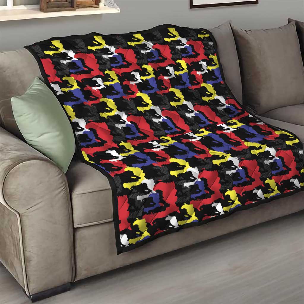 Haiti Map Camouflage Colorful Quilt - African Pride