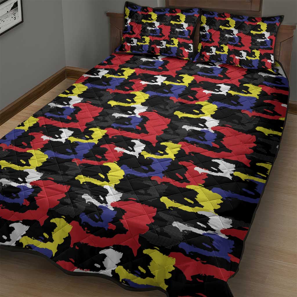 Haiti Map Camouflage Colorful Quilt Bed Set - African Pride