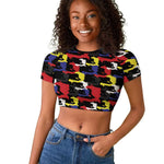Haiti Map Camouflage Colorful Raglan Cropped T shirt - African Pride