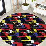 Haiti Map Camouflage Colorful Round Carpet - African Pride