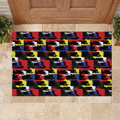 Haiti Map Camouflage Colorful Rubber Doormat - African Pride