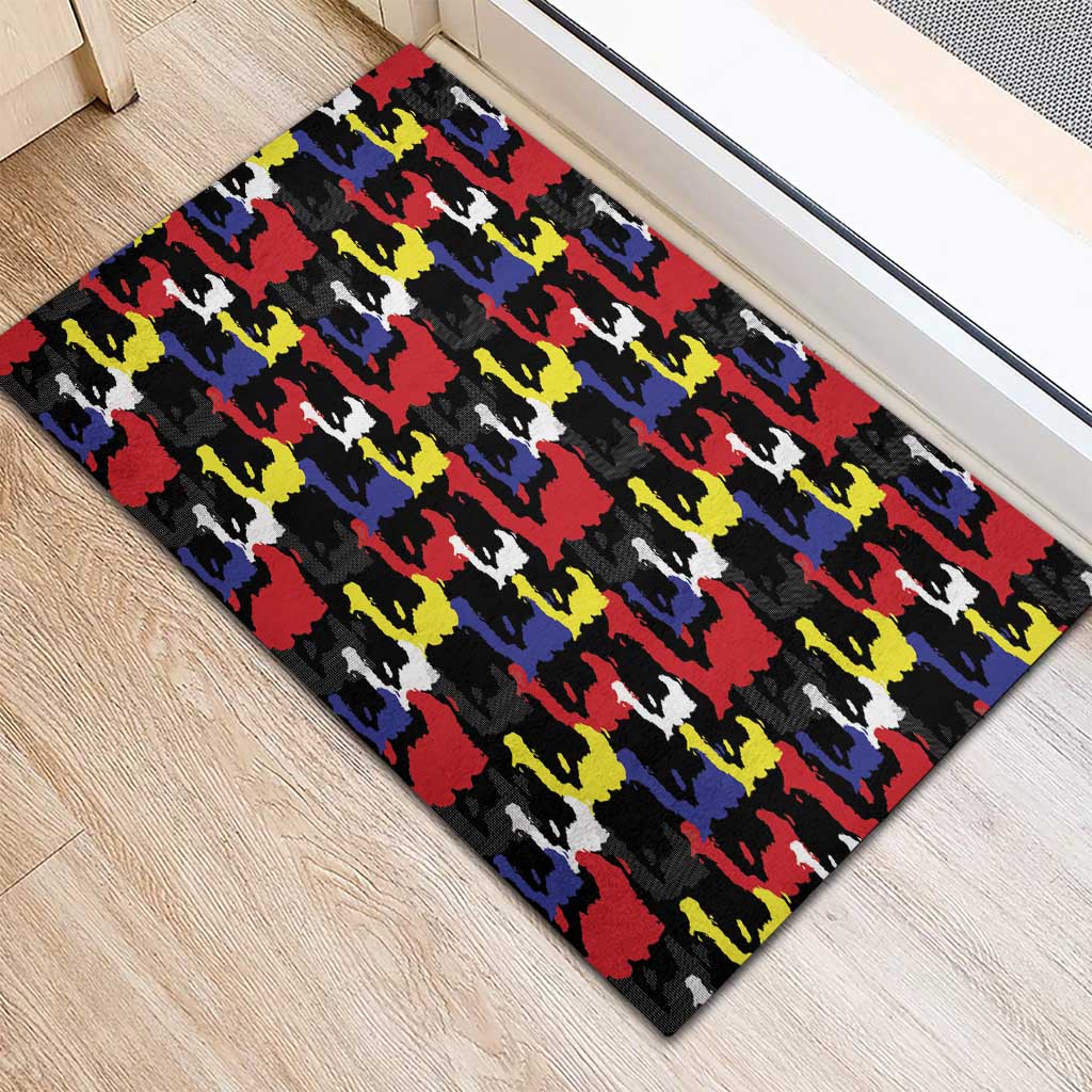 Haiti Map Camouflage Colorful Rubber Doormat - African Pride