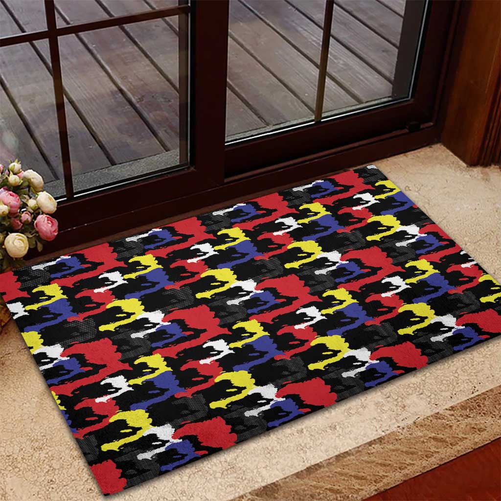Haiti Map Camouflage Colorful Rubber Doormat - African Pride