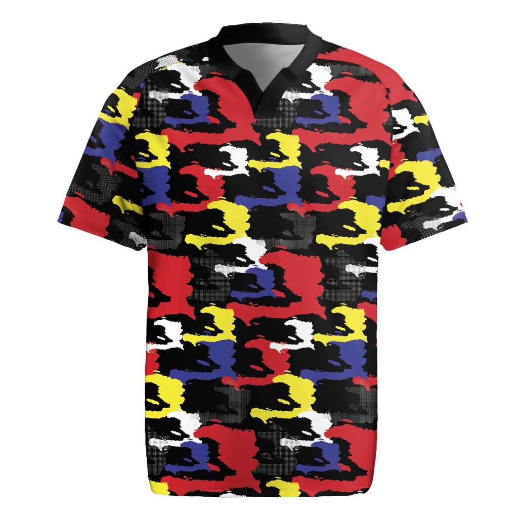 Haiti Map Camouflage Colorful Rugby Jersey - African Pride
