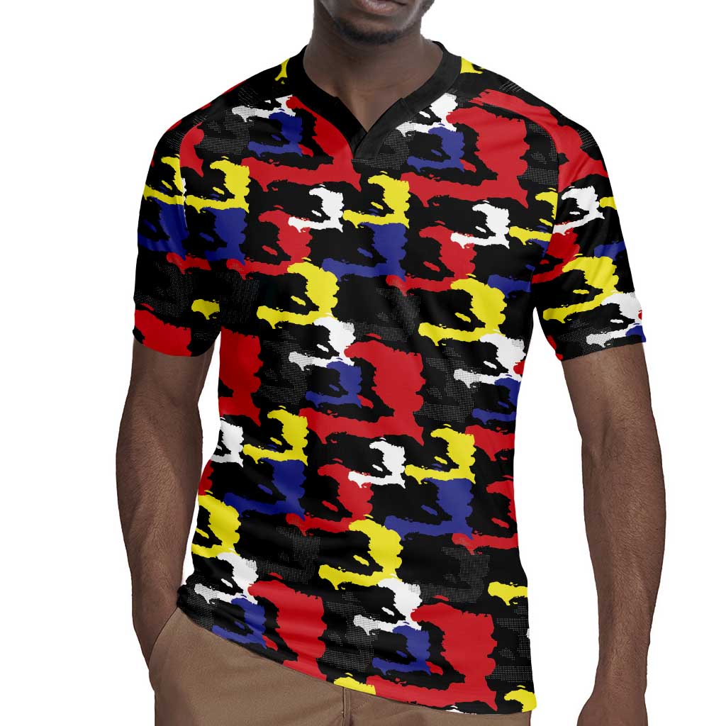 Haiti Map Camouflage Colorful Rugby Jersey - African Pride