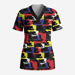 Haiti Map Camouflage Colorful Scrub Top - African Pride