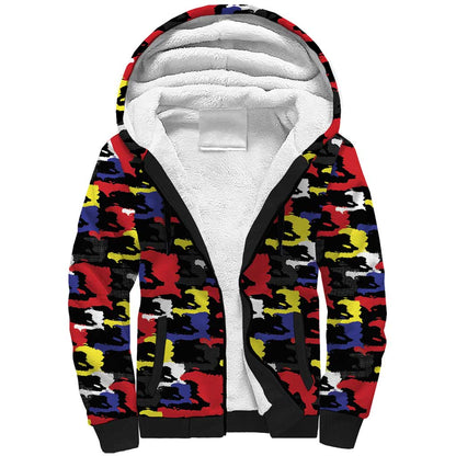 Haiti Map Camouflage Colorful Sherpa Hoodie - African Pride