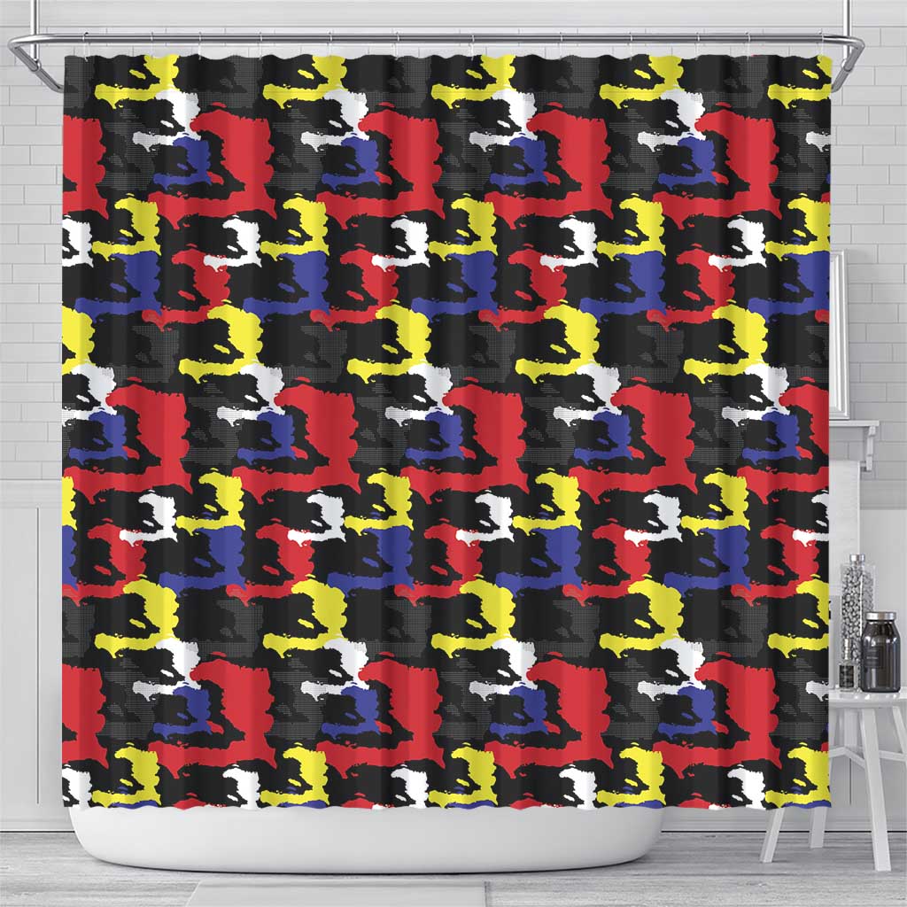 Haiti Map Camouflage Colorful Shower Curtain - African Pride