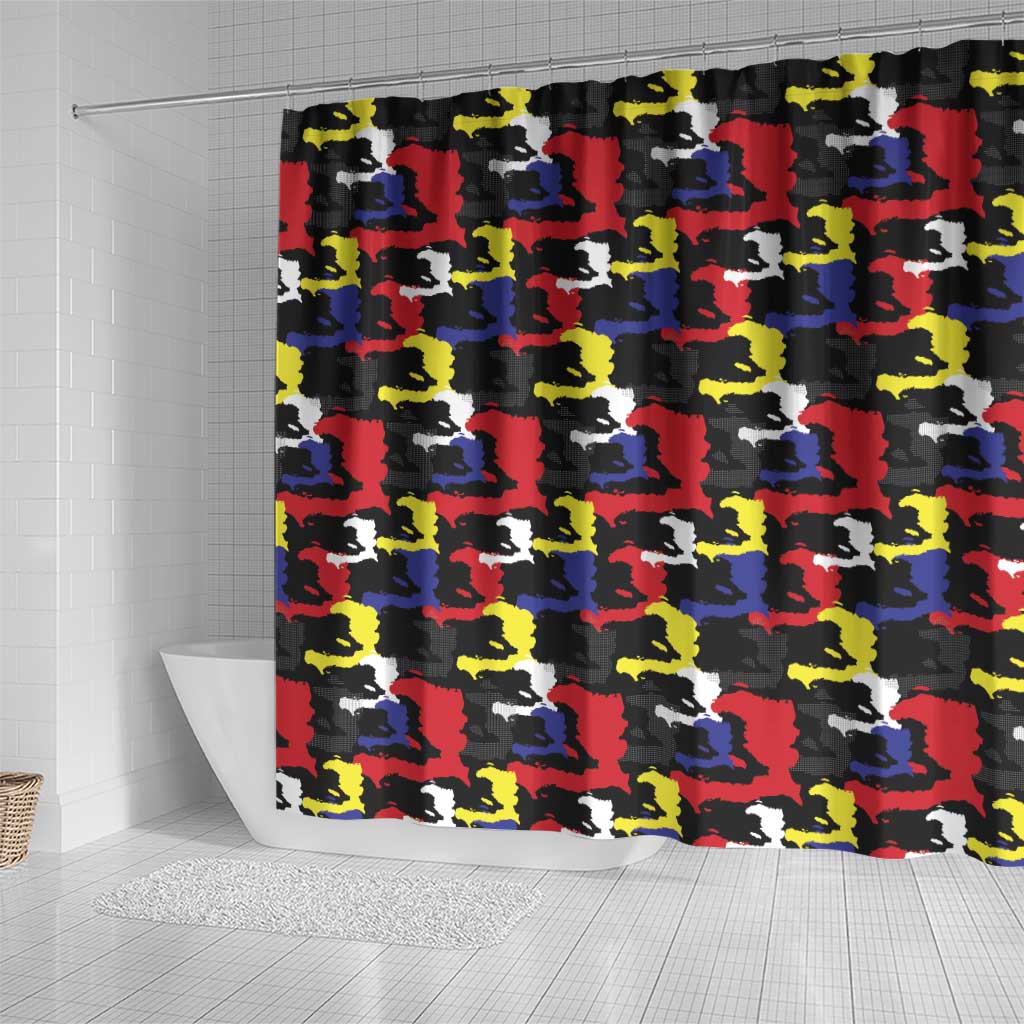 Haiti Map Camouflage Colorful Shower Curtain - African Pride