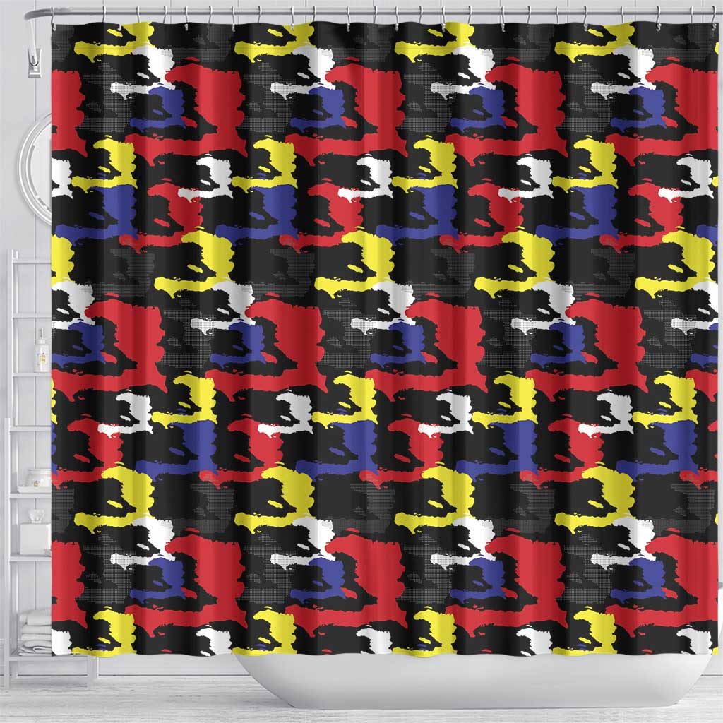 Haiti Map Camouflage Colorful Shower Curtain - African Pride