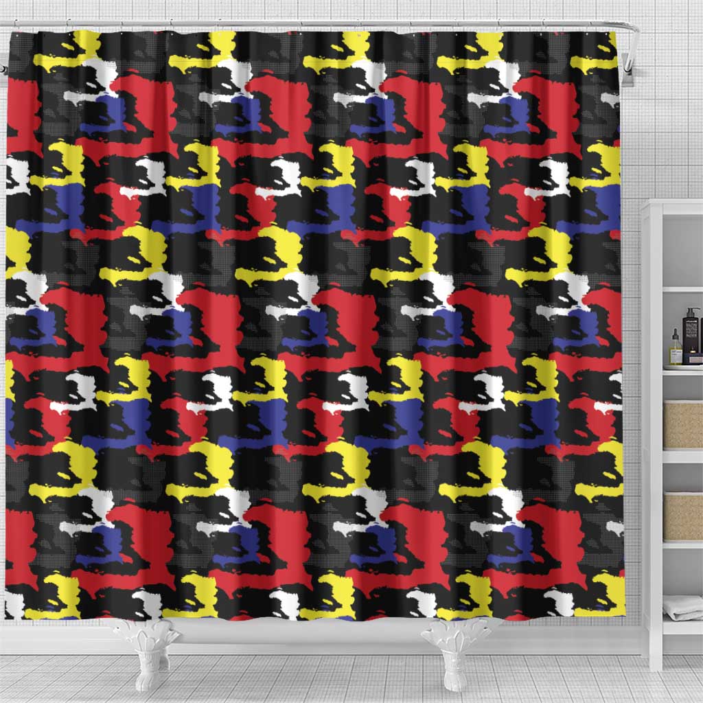 Haiti Map Camouflage Colorful Shower Curtain - African Pride