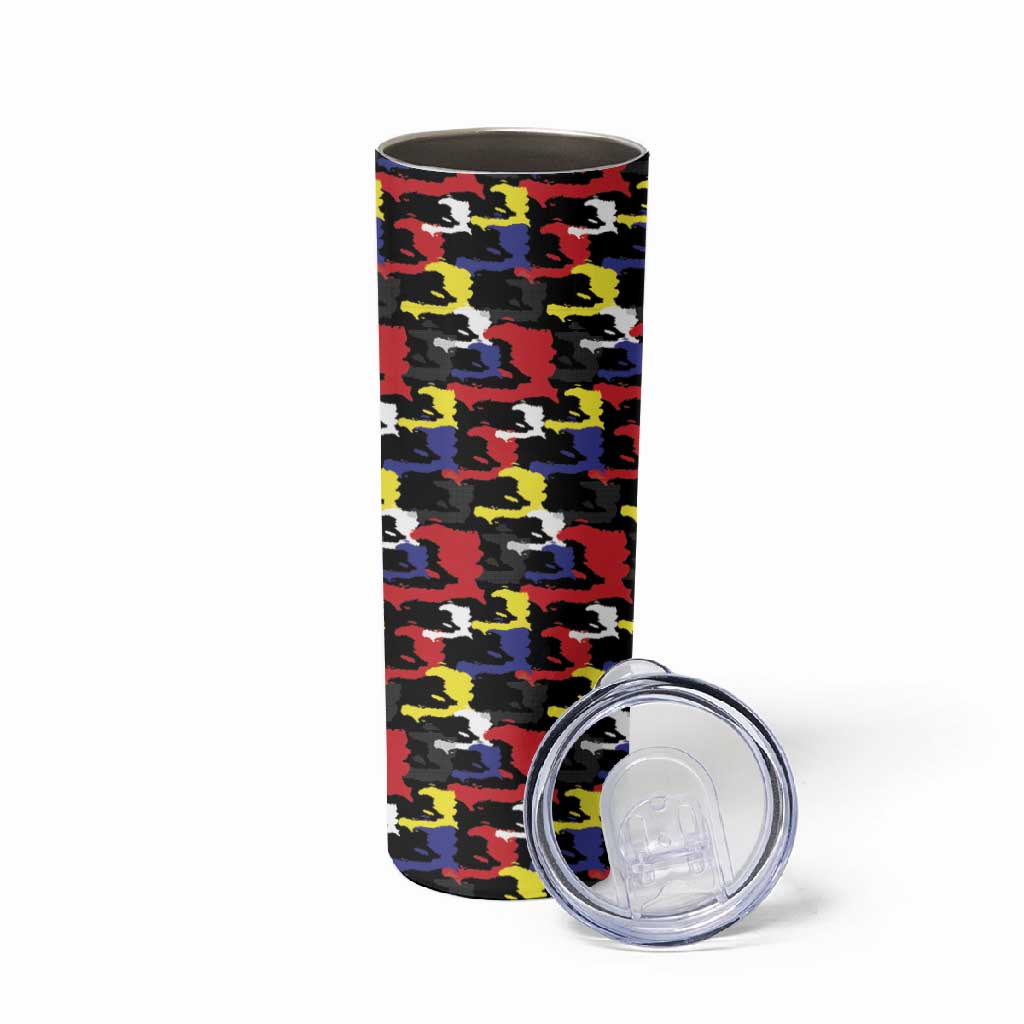 Haiti Map Camouflage Colorful Skinny Tumbler - African Pride