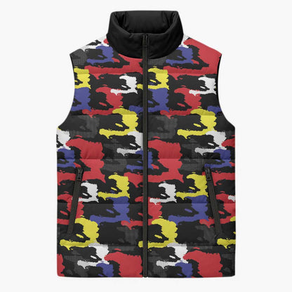 Haiti Map Camouflage Colorful Sleeveless Puffer Jacket - African Pride