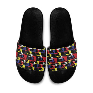 Haiti Map Camouflage Colorful Slide Sandals - African Pride
