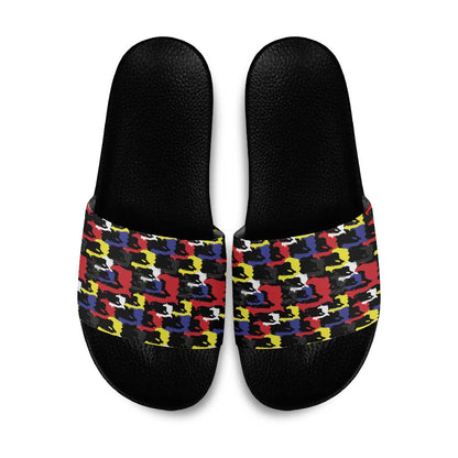 Haiti Map Camouflage Colorful Slide Sandals - African Pride