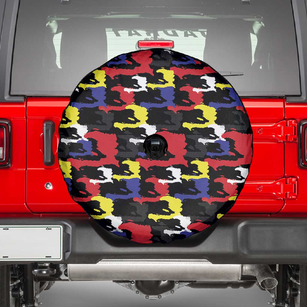Haiti Map Camouflage Colorful Spare Tire Cover - African Pride
