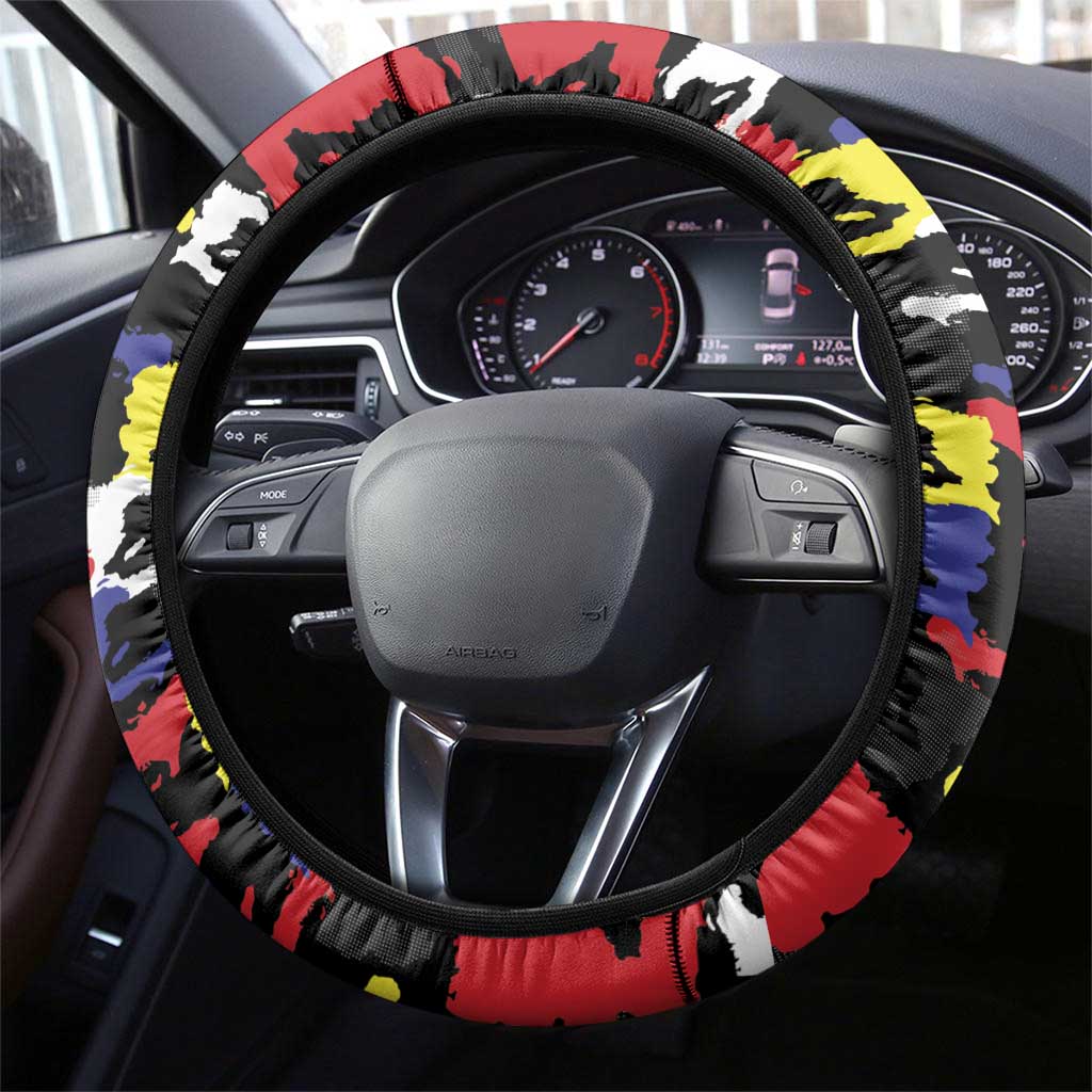Haiti Map Camouflage Colorful Steering Wheel Cover - African Pride