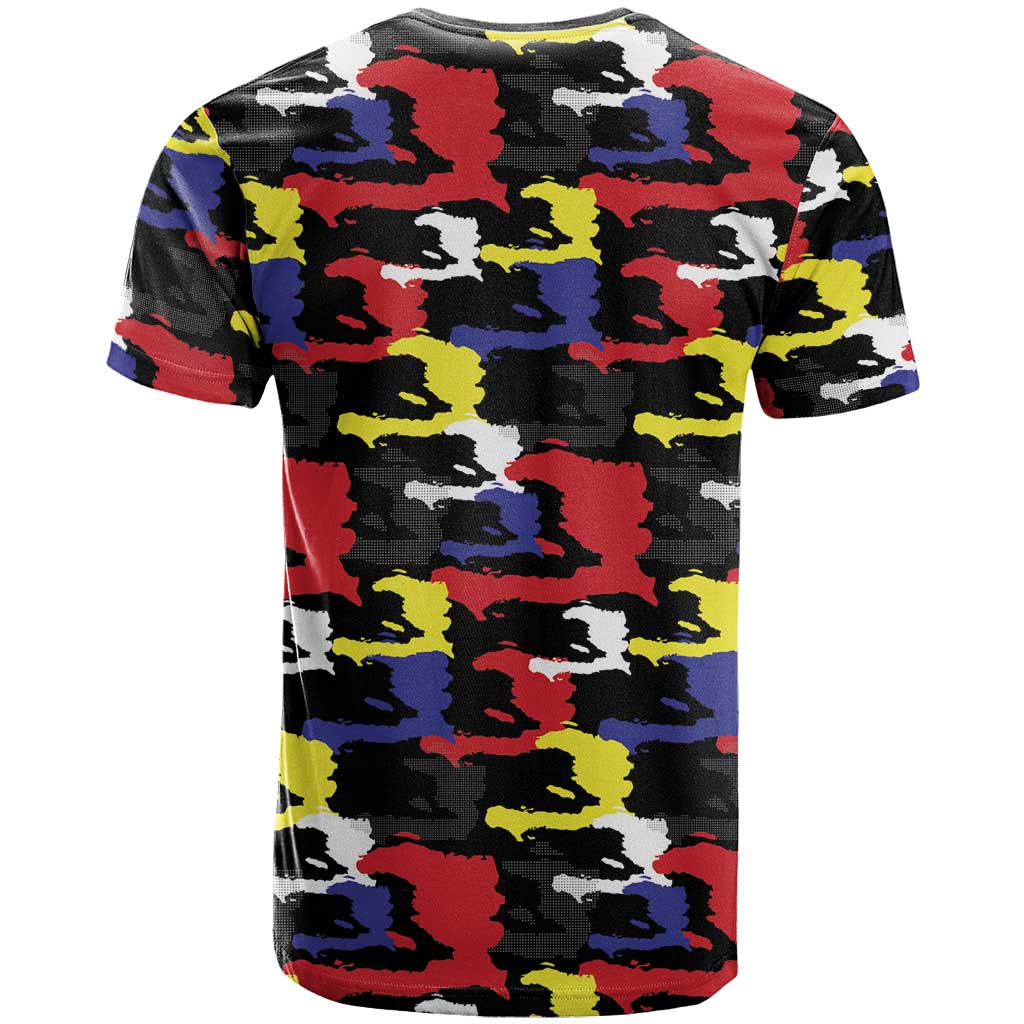 Haiti Map Camouflage Colorful T shirt - African Pride
