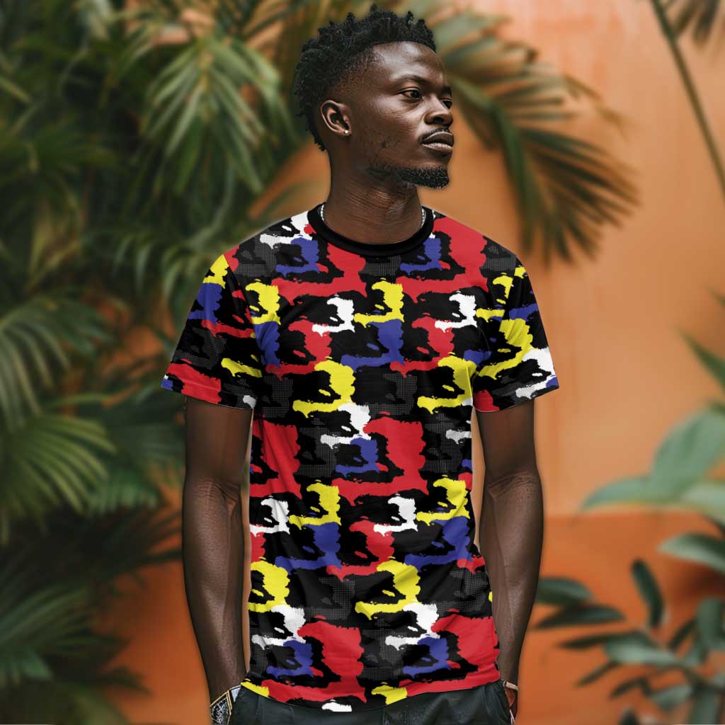 Haiti Map Camouflage Colorful T shirt - African Pride