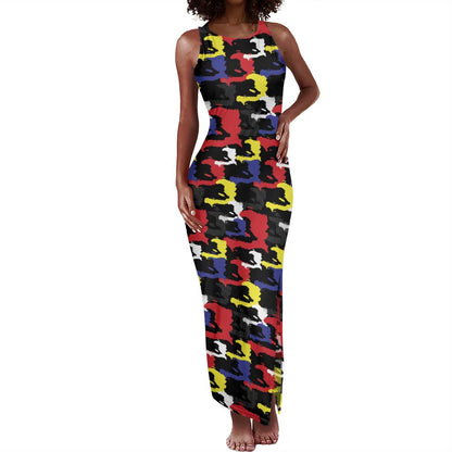 Haiti Map Camouflage Colorful Tank Maxi Dress - African Pride