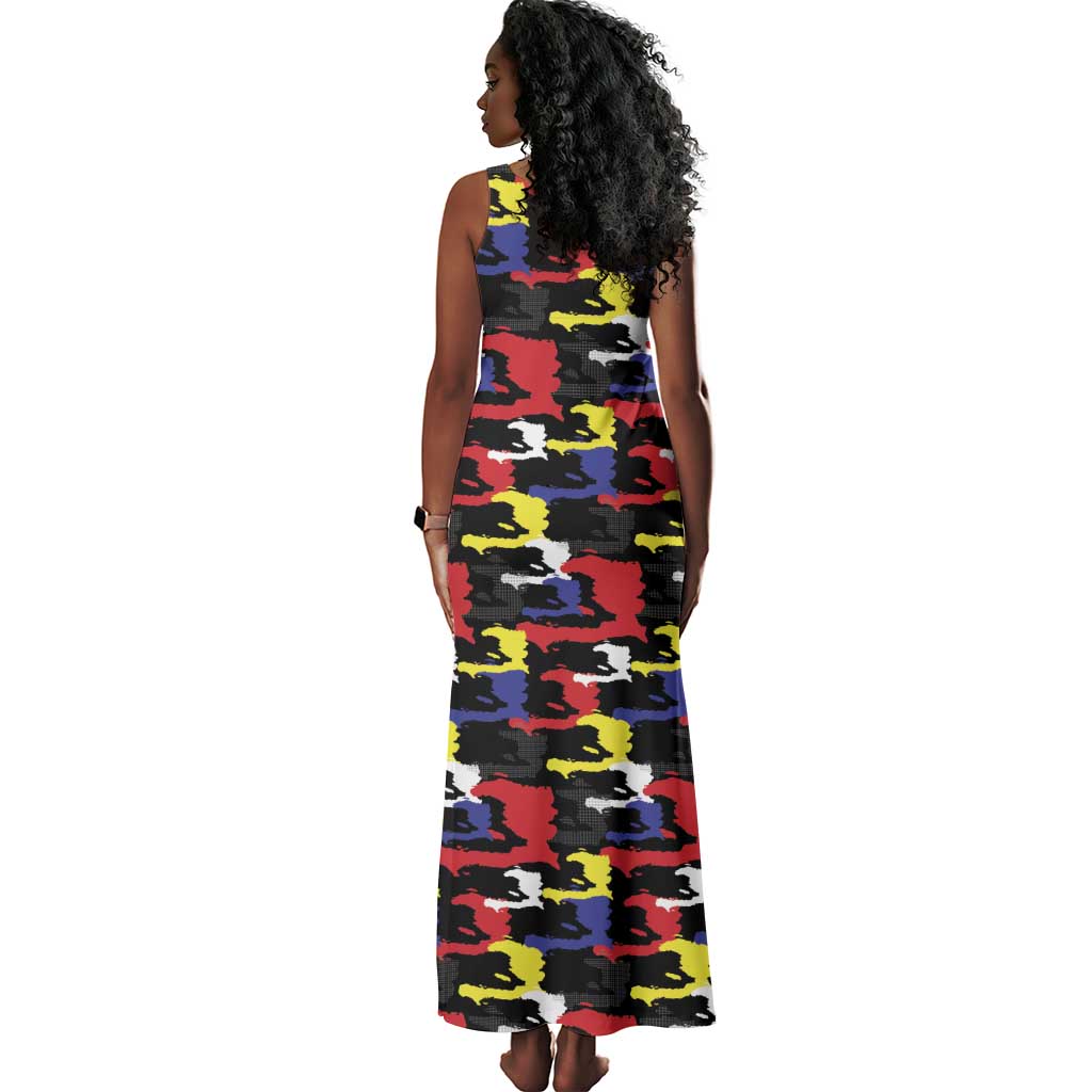 Haiti Map Camouflage Colorful Tank Maxi Dress - African Pride