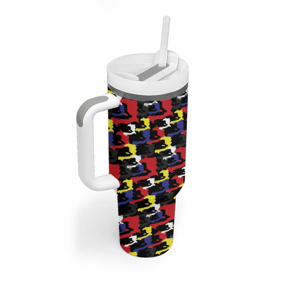 Haiti Map Camouflage Colorful Tumbler With Handle - African Pride
