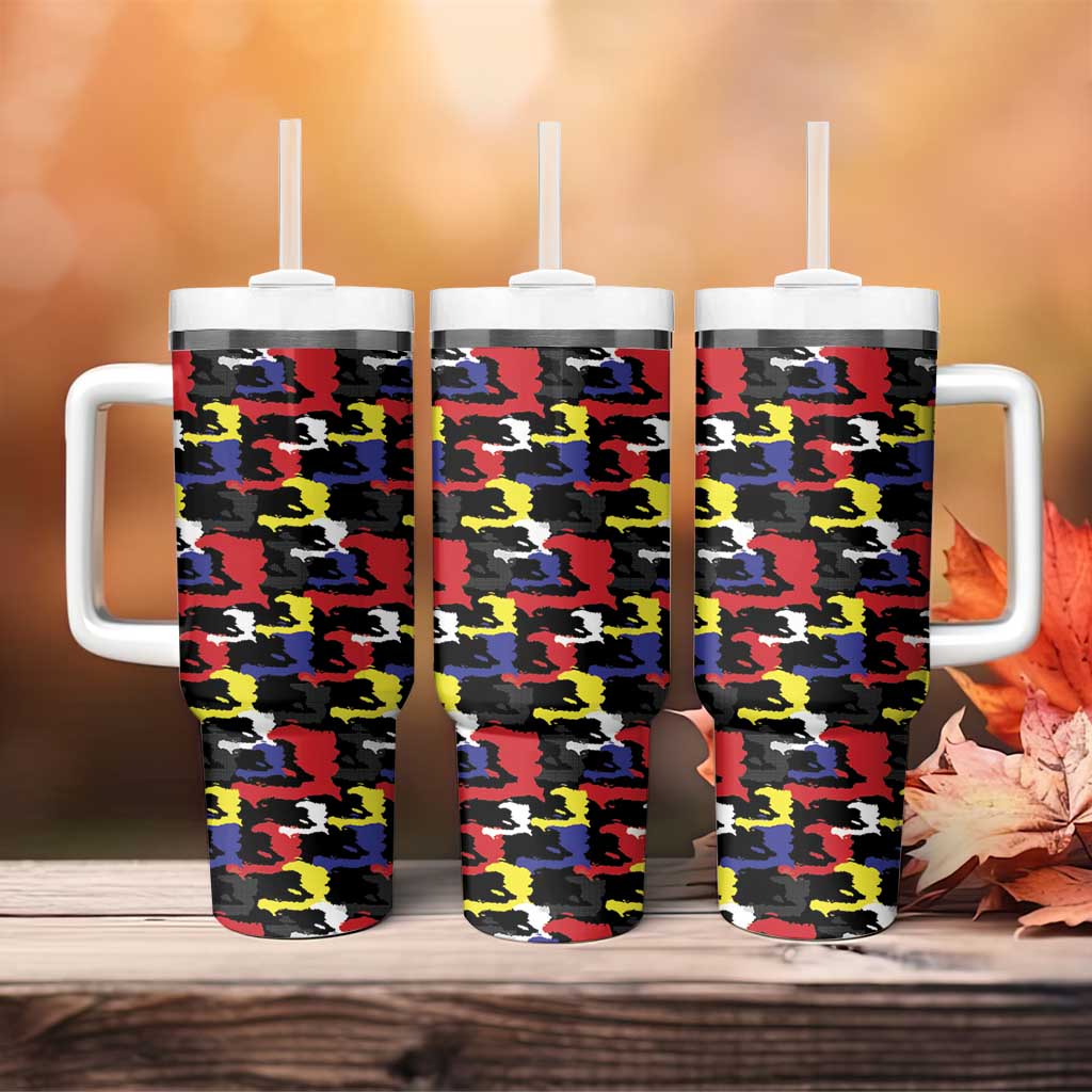 Haiti Map Camouflage Colorful Tumbler With Handle - African Pride