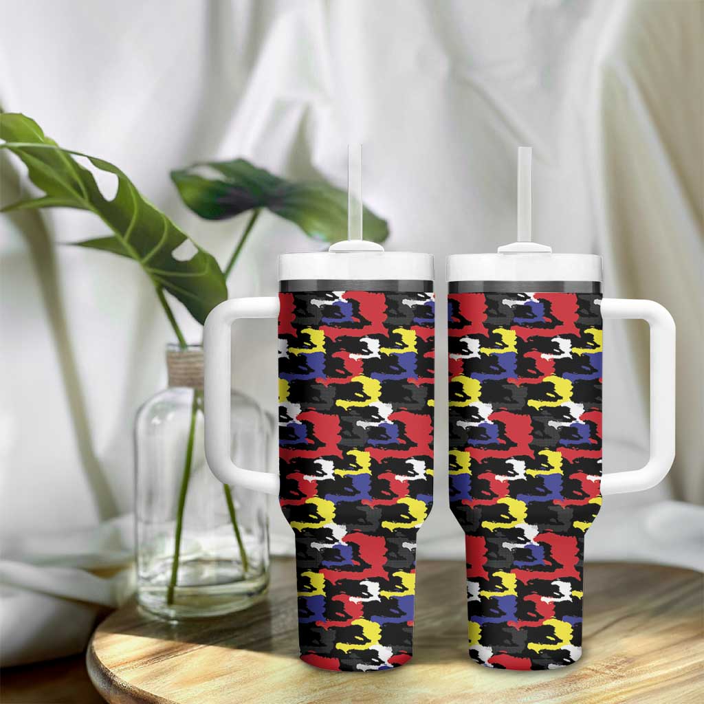 Haiti Map Camouflage Colorful Tumbler With Handle - African Pride