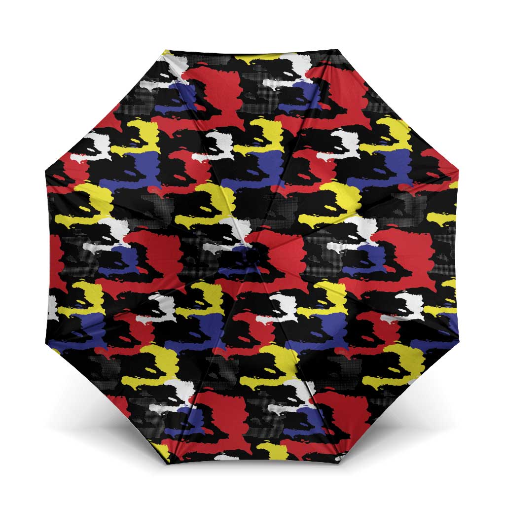 Haiti Map Camouflage Colorful Umbrella - African Pride