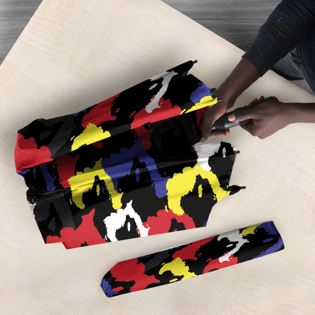 Haiti Map Camouflage Colorful Umbrella - African Pride