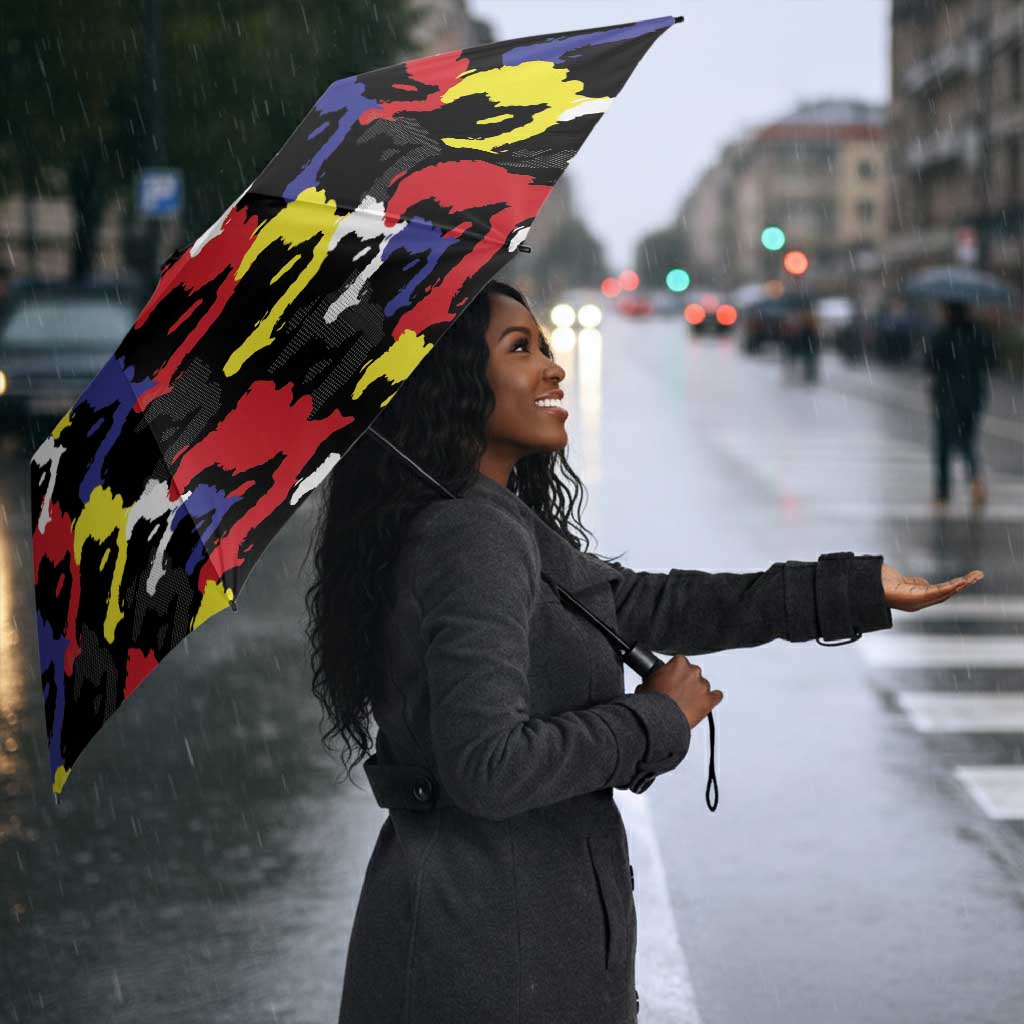 Haiti Map Camouflage Colorful Umbrella - African Pride