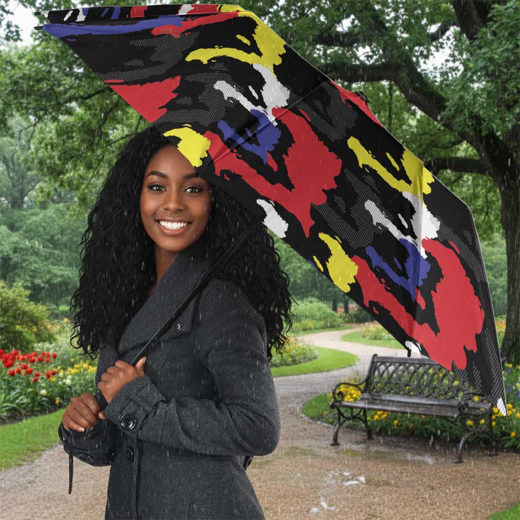 Haiti Map Camouflage Colorful Umbrella - African Pride