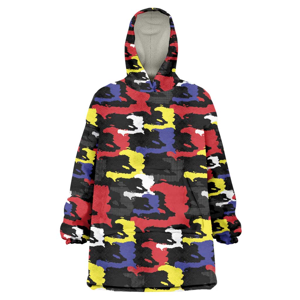 Haiti Map Camouflage Colorful Wearable Blanket Hoodie - African Pride