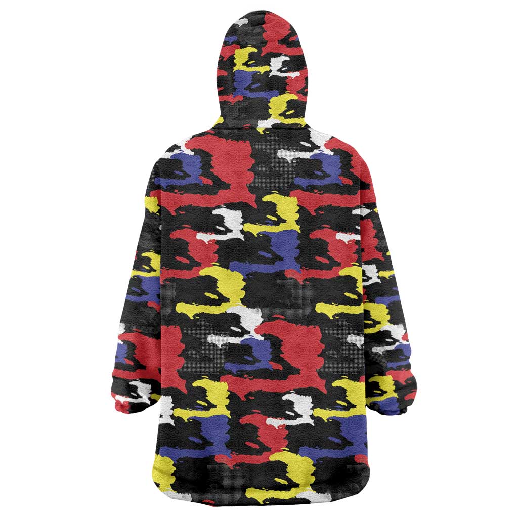 Haiti Map Camouflage Colorful Wearable Blanket Hoodie - African Pride