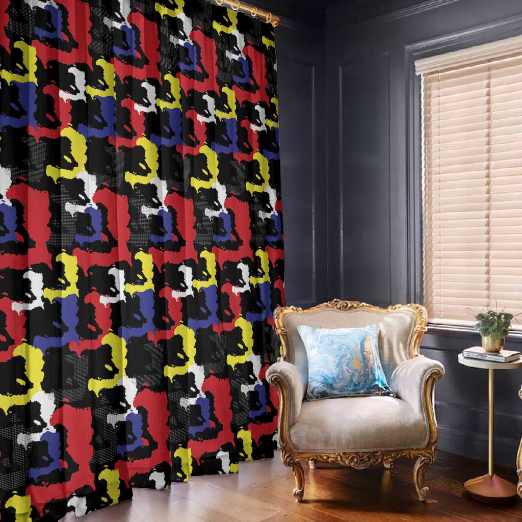 Haiti Map Camouflage Colorful Window Curtain - African Pride