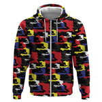 Haiti Map Camouflage Colorful Zip Hoodie - African Pride