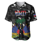 Personalized Haiti Map Camouflage Baseball Jersey Unique Style - African Pride