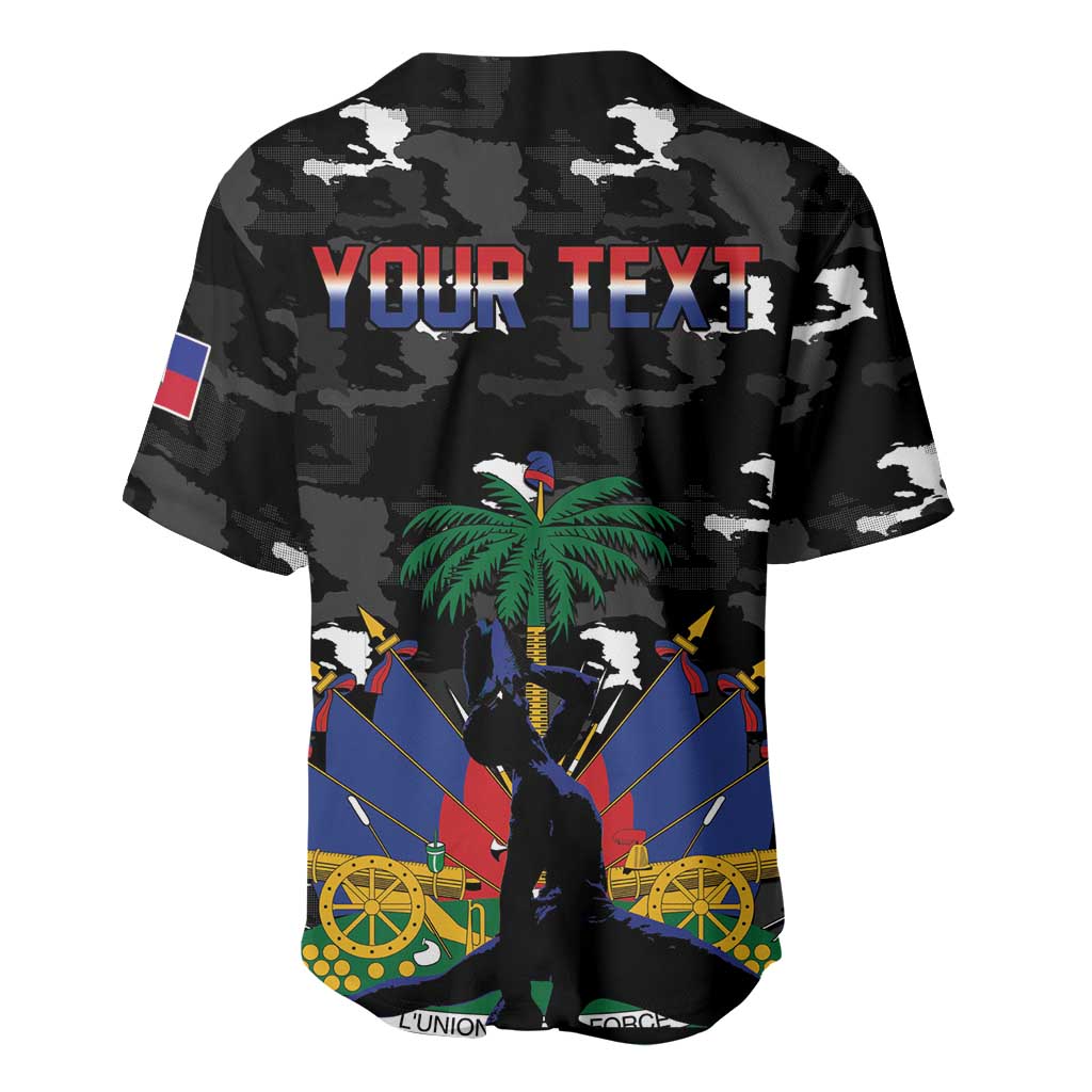 Personalized Haiti Map Camouflage Baseball Jersey Unique Style - African Pride
