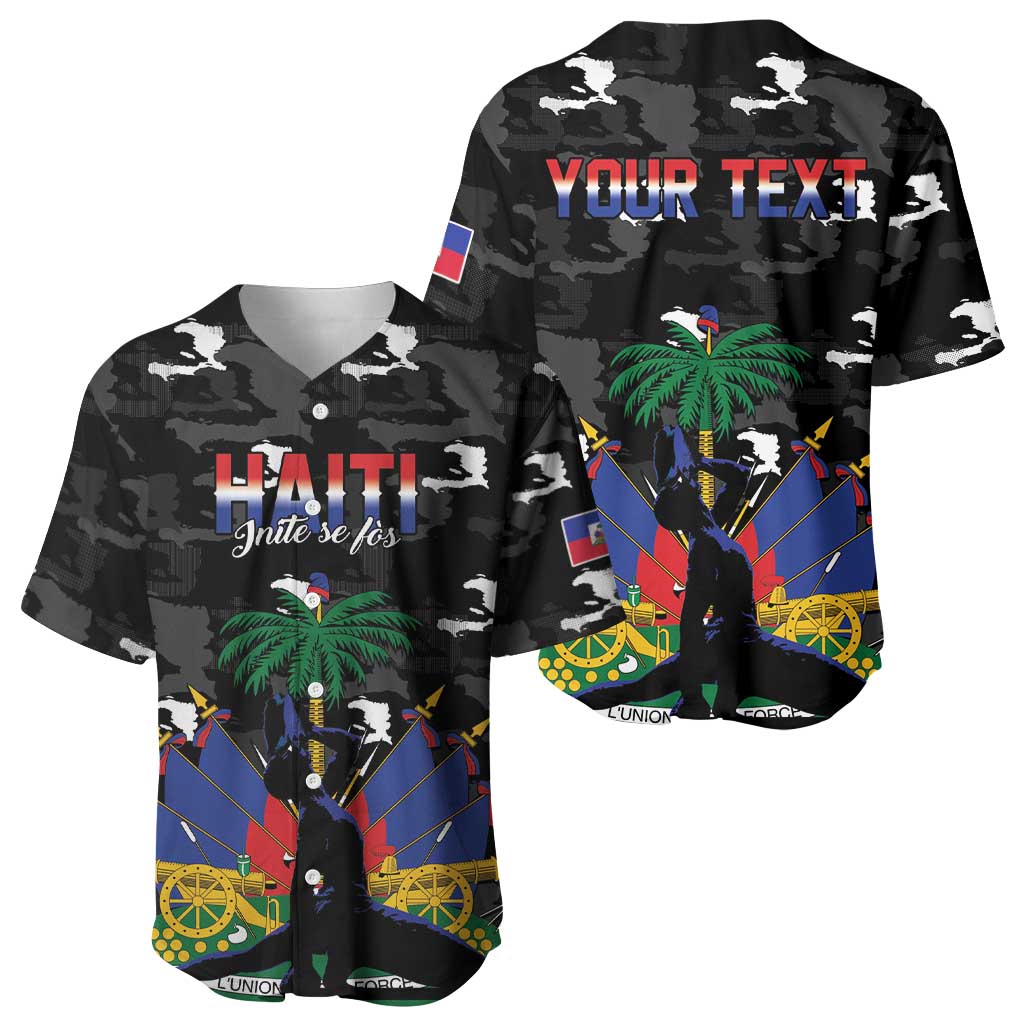 Personalized Haiti Map Camouflage Baseball Jersey Unique Style - African Pride