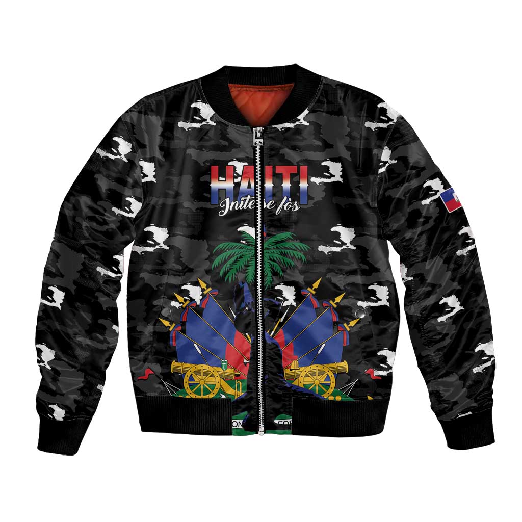 Personalized Haiti Map Camouflage Bomber Jacket Unique Style - African Pride