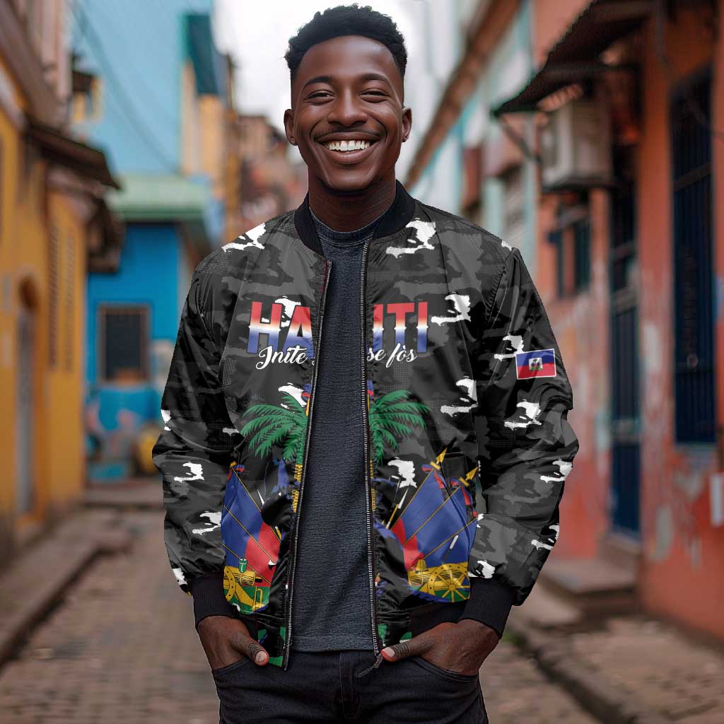 Personalized Haiti Map Camouflage Bomber Jacket Unique Style - African Pride