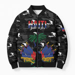 Personalized Haiti Map Camouflage Bomber Puffer Jacket Unique Style - African Pride