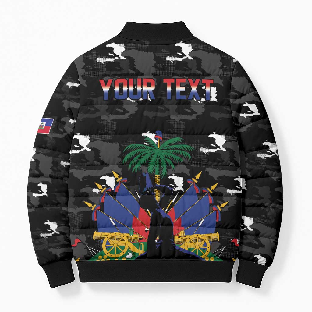 Personalized Haiti Map Camouflage Bomber Puffer Jacket Unique Style - African Pride
